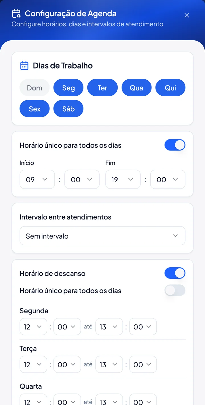 Crie sua agenda
